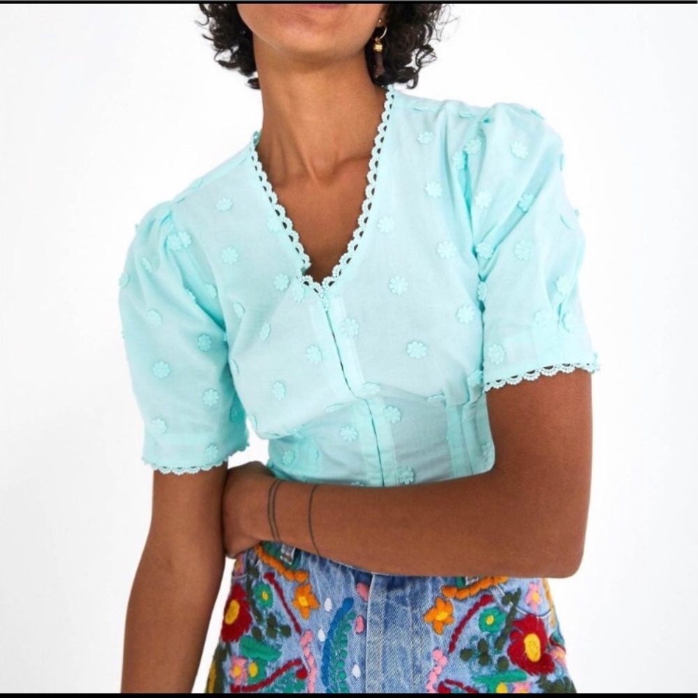 Farm Rio Harmonia Crop Top Turquoise